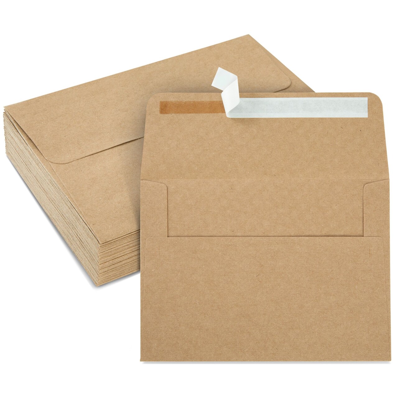 50 Pack 5x7 Envelopes - A7 Kraft Paper Envelopes with Peel & Seal - Mailing Cards, Graduation, Birthday, Wedding Invitations (5.25x7.25 in)
